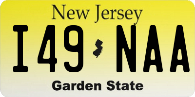 NJ license plate I49NAA