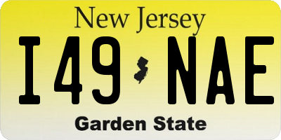 NJ license plate I49NAE