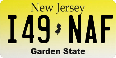 NJ license plate I49NAF