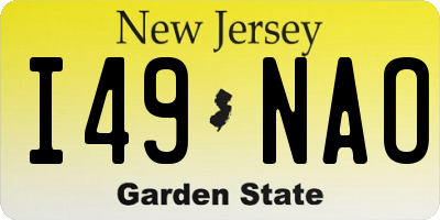 NJ license plate I49NAO