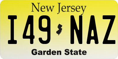 NJ license plate I49NAZ