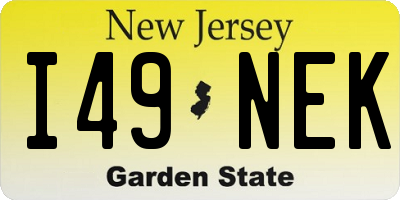 NJ license plate I49NEK