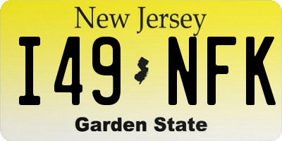 NJ license plate I49NFK