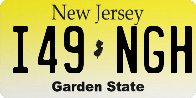 NJ license plate I49NGH