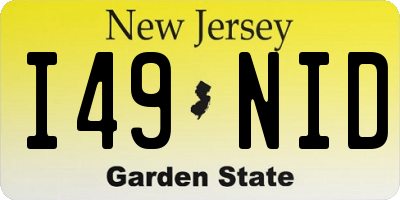 NJ license plate I49NID