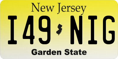NJ license plate I49NIG