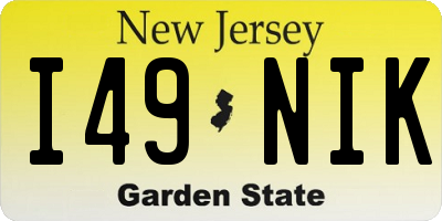 NJ license plate I49NIK