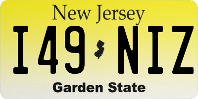 NJ license plate I49NIZ
