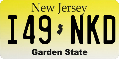 NJ license plate I49NKD