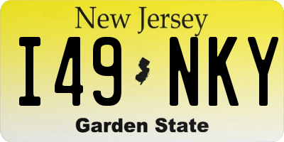NJ license plate I49NKY