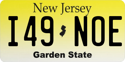 NJ license plate I49NOE