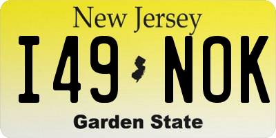 NJ license plate I49NOK