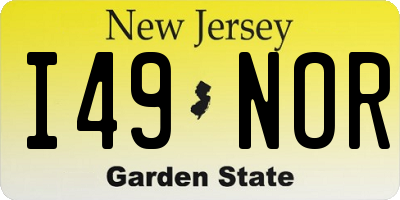 NJ license plate I49NOR