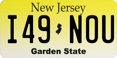 NJ license plate I49NOU