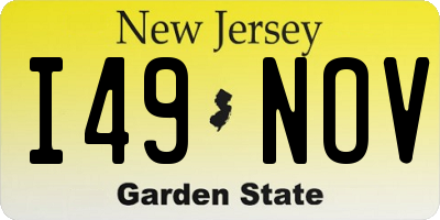 NJ license plate I49NOV