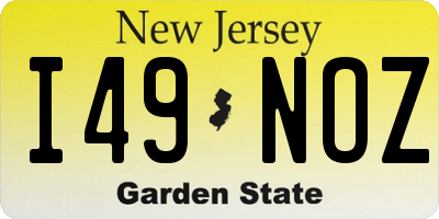 NJ license plate I49NOZ