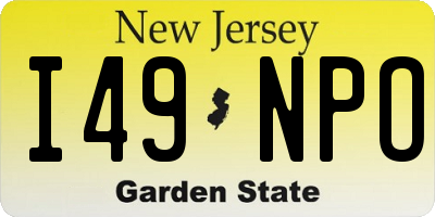 NJ license plate I49NPO