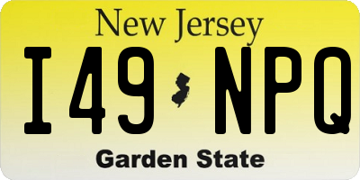 NJ license plate I49NPQ