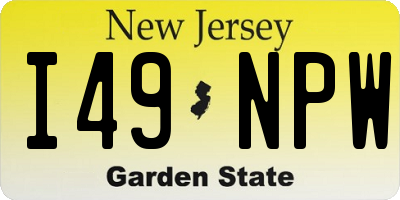NJ license plate I49NPW