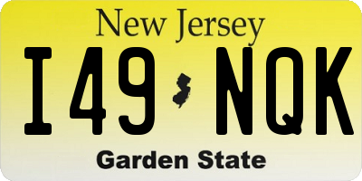 NJ license plate I49NQK