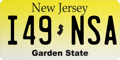 NJ license plate I49NSA