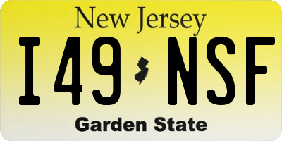 NJ license plate I49NSF