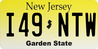NJ license plate I49NTW