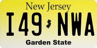 NJ license plate I49NWA