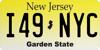 NJ license plate I49NYC