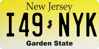 NJ license plate I49NYK