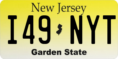 NJ license plate I49NYT