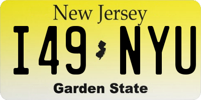 NJ license plate I49NYU