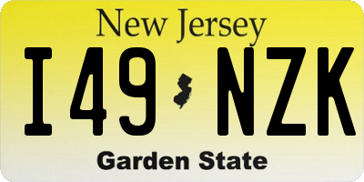 NJ license plate I49NZK