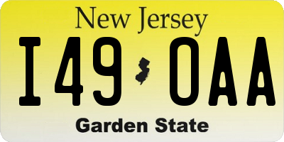 NJ license plate I49OAA