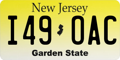 NJ license plate I49OAC
