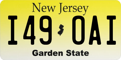 NJ license plate I49OAI