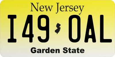 NJ license plate I49OAL