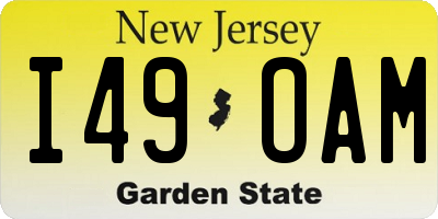 NJ license plate I49OAM