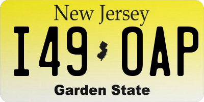 NJ license plate I49OAP