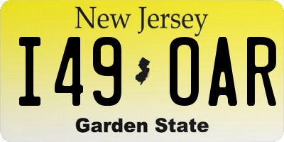 NJ license plate I49OAR