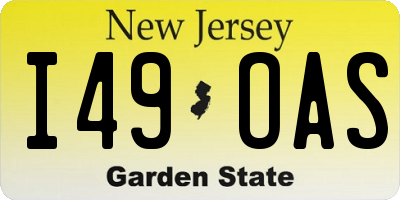 NJ license plate I49OAS