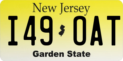 NJ license plate I49OAT