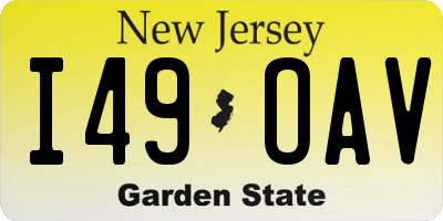 NJ license plate I49OAV
