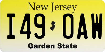 NJ license plate I49OAW