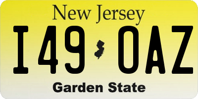 NJ license plate I49OAZ