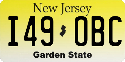 NJ license plate I49OBC