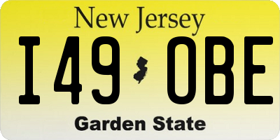 NJ license plate I49OBE
