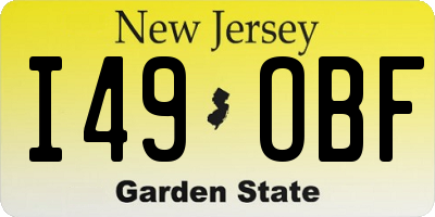 NJ license plate I49OBF