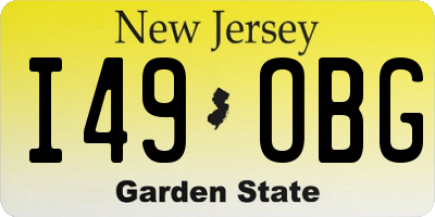 NJ license plate I49OBG