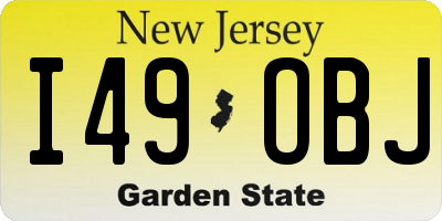 NJ license plate I49OBJ
